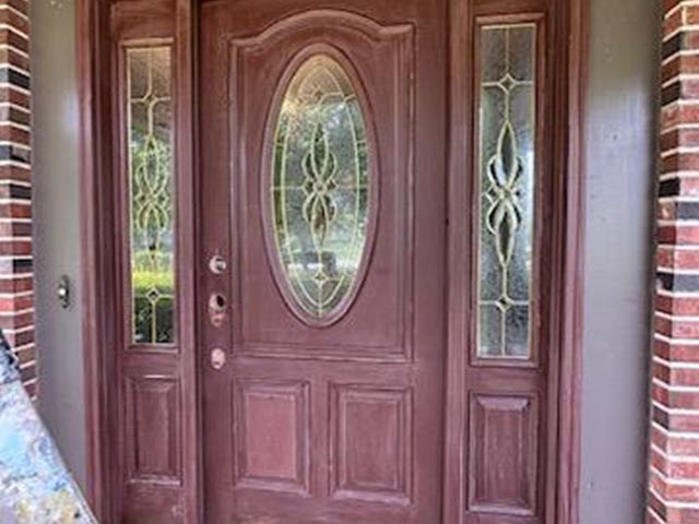 photo of front door to be sanded and stained