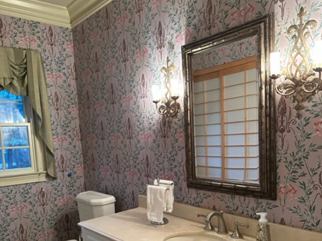 photo of powder room in bedminster with old wallpaper Preview Image 1