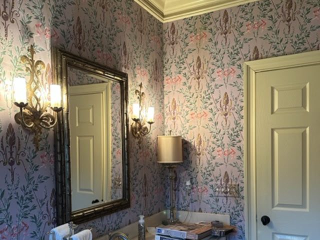 photo of powder room in bedminster with old wallpaper Preview Image 3