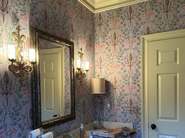 photo of powder room in bedminster with old wallpaper Preview Image 3