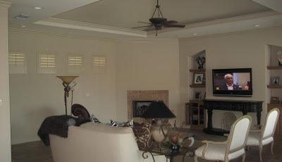 Minimalist White Living Room in San Antonio, TX