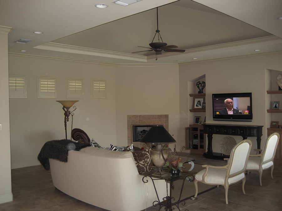 Minimalist White Living Room in San Antonio, TX