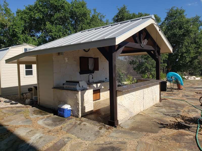 side view of outdoor white painted kitchen Preview Image 6