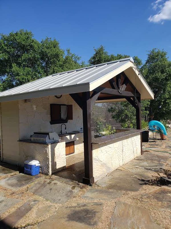 White painted outdoor kitchen from side angle Preview Image 2