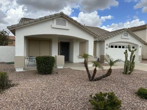 white stucco exterior of home