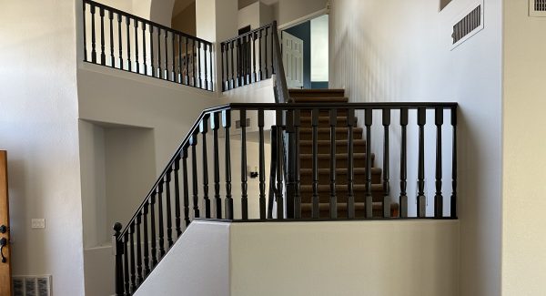 repainted stair railing - black