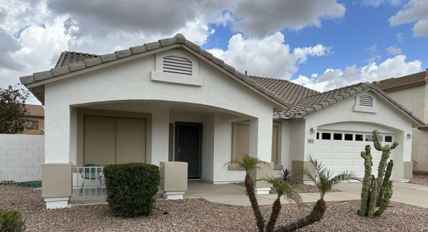 white stucco exterior of home