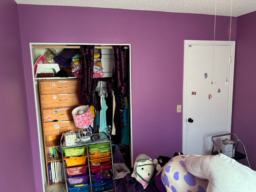 freshly painted purple wall in bedroom Preview Image 1