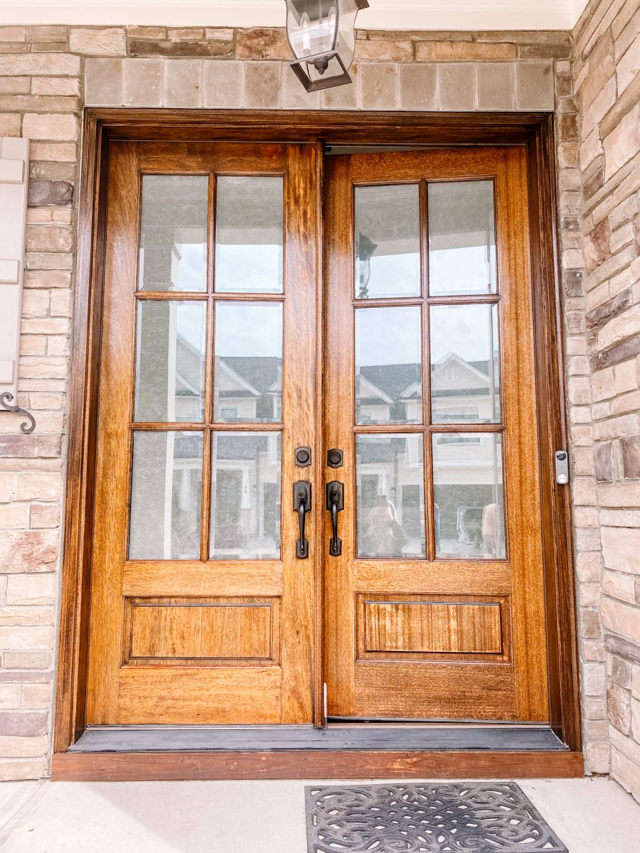 Double door entrance staining