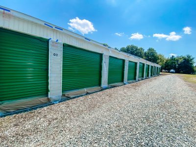 storage unit doors painted green