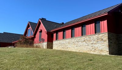 red painted home exterior