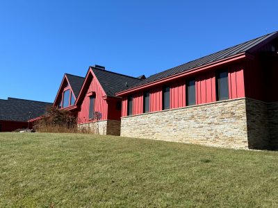 red painted home exterior