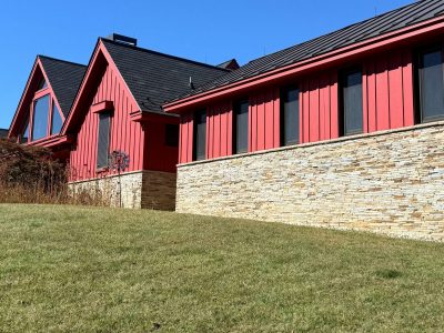 red painted home exterior
