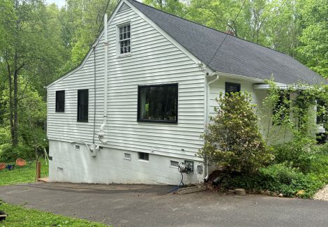 side view of house with white siding