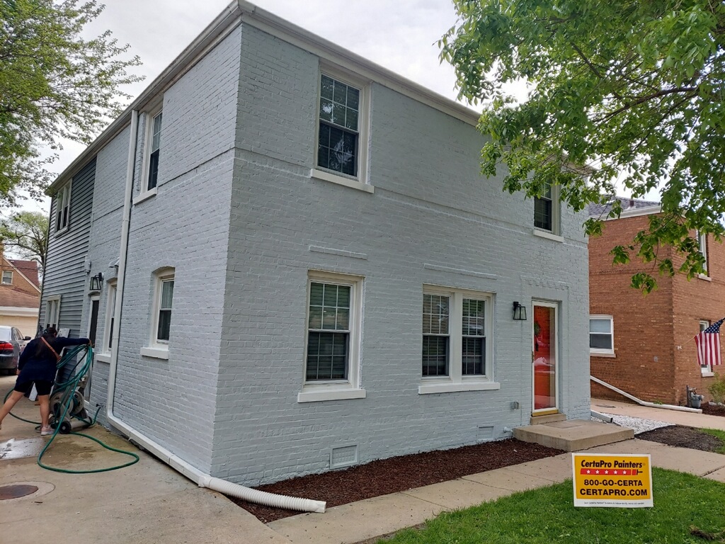 professional brick painting company after photo chicago il