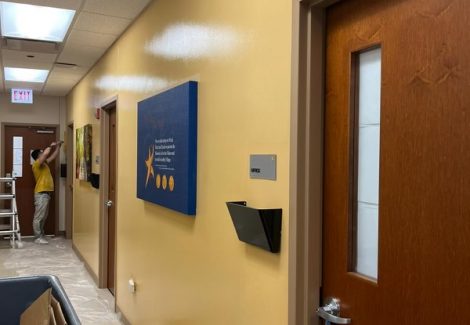 yellow painted wall at doctor's office hallway Chicago
