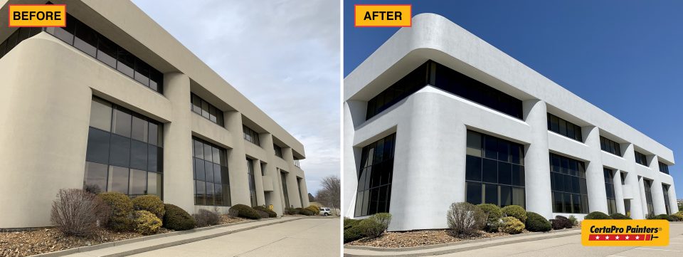 office building before and after
