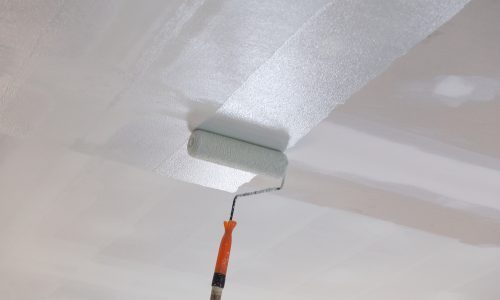 roller painting ceiling white