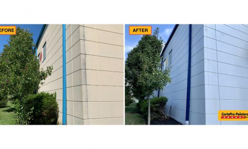 Commercial Exterior Painting Project Before and After Photo