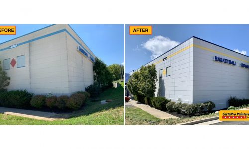 Commercial Exterior Painting Project Before and After Photo