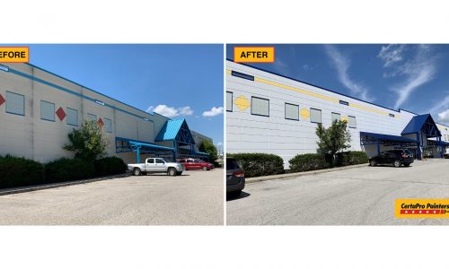 Commercial Exterior Painting Project Before and After Photo