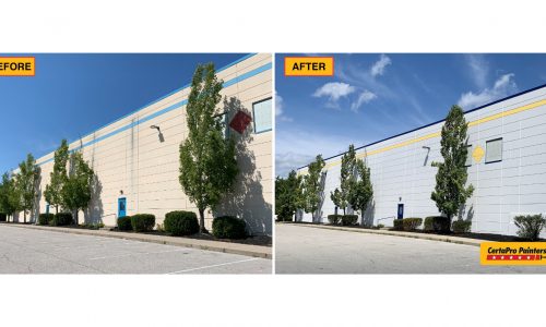 Commercial Exterior Painting Project Before and After Photo