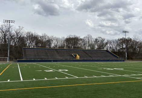 high school football field with seating