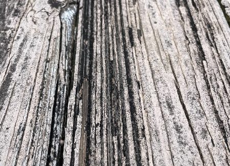 deck boards with paint damage