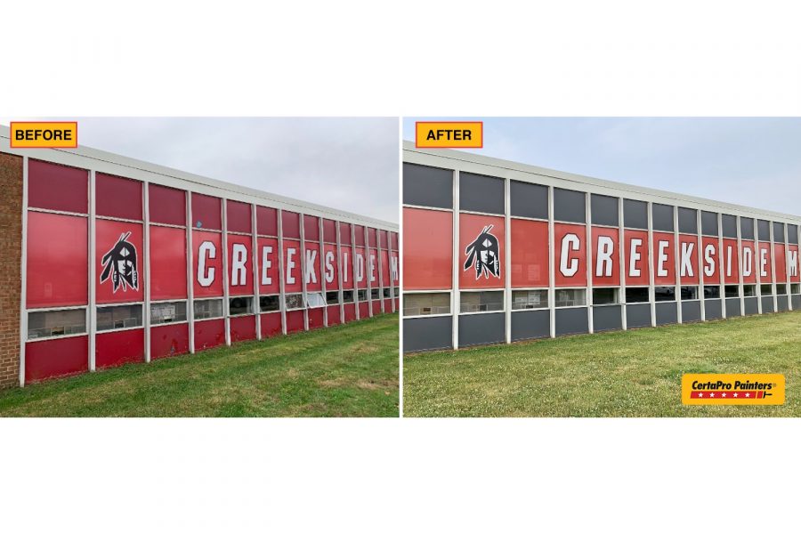 Fairfield middle school Before and After of front of school with logo Preview Image 14