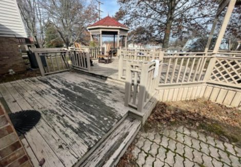 worn deck and gazebo
