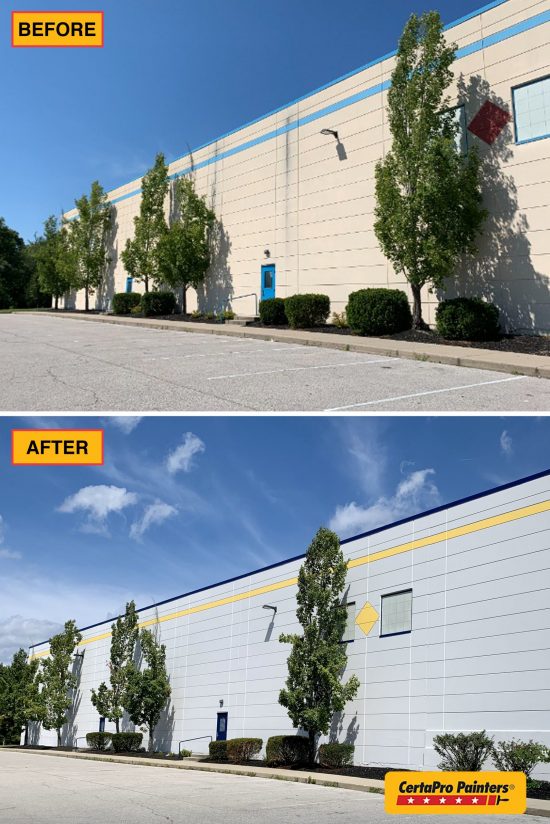 Before and After photo sidewall and parking lot