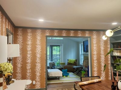 wallpapered home interior room