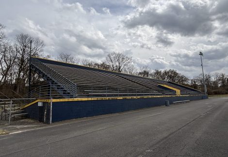 rear view of high school football stadium stands