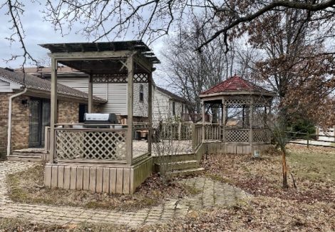 worn deck and gazebo