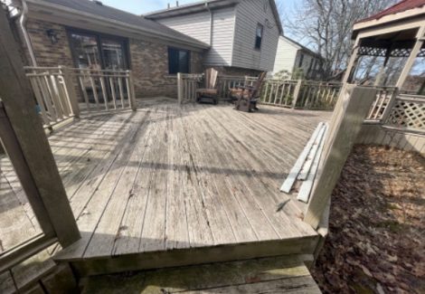 worn deck with chipped paint