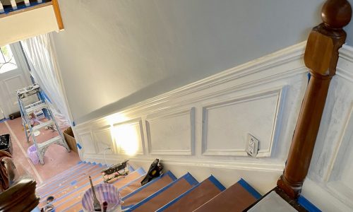 Interior Wainscot & Hallway Transformation (During)