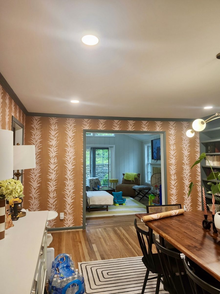 wallpapered home interior room