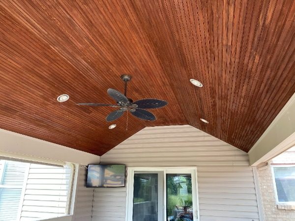covered patio with stained wood ceiling Preview Image 22