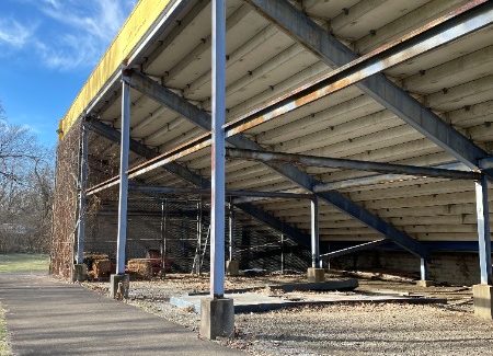 underside of football stadium seating stands