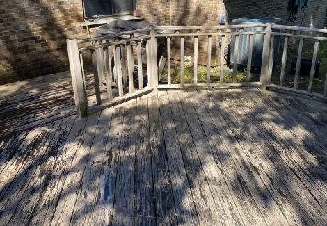 deck with repairs to railing