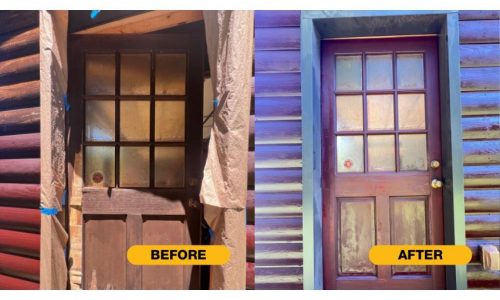 Cabin Painting Before and After