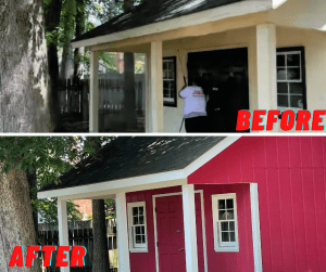 Red Shed Before and After photo in Wilson, NC 