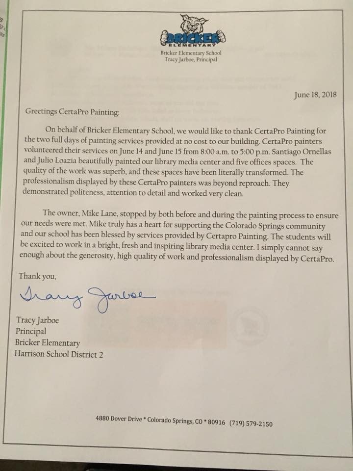 Letter of Recommendation from Wayne Bricker Elementary School Preview Image 2