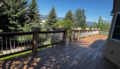 stained wooden deck