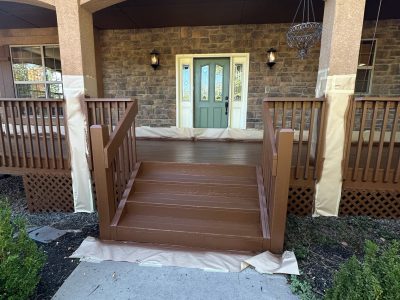 stained front porch