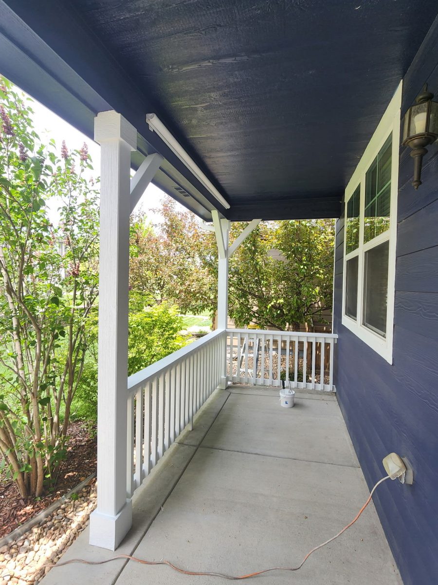 white painted wooden railing
