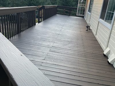 dark stained wooden deck
