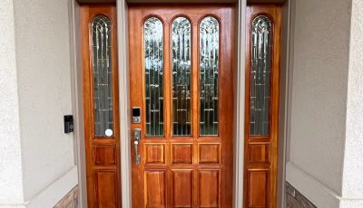 stained from door of home