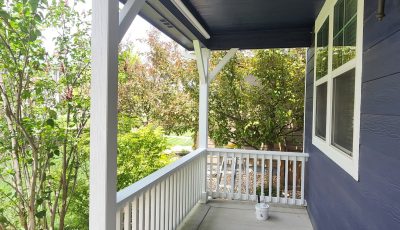 white painted wooden railing