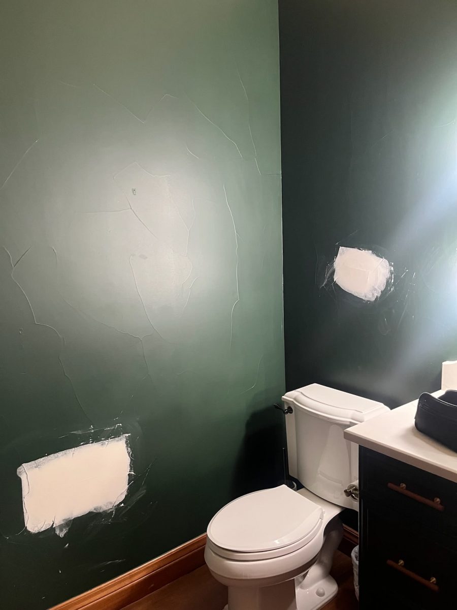 green painted bathroom with drywall patching Preview Image 4